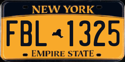 NY license plate FBL1325