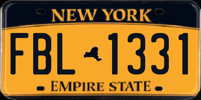 NY license plate FBL1331
