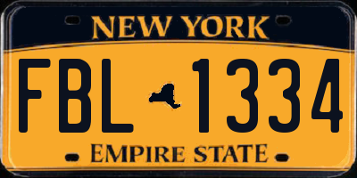 NY license plate FBL1334