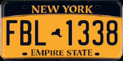 NY license plate FBL1338