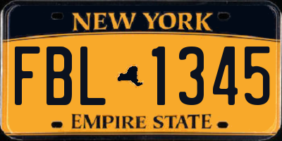 NY license plate FBL1345