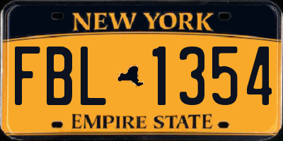 NY license plate FBL1354
