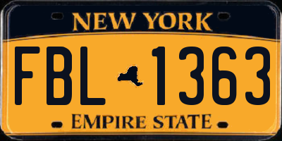NY license plate FBL1363
