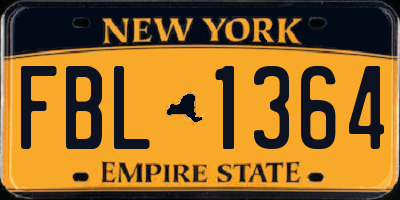 NY license plate FBL1364