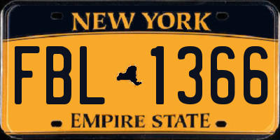 NY license plate FBL1366