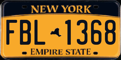 NY license plate FBL1368