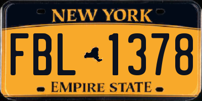 NY license plate FBL1378
