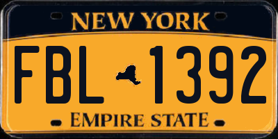 NY license plate FBL1392