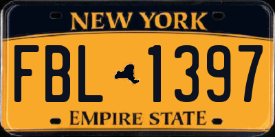 NY license plate FBL1397