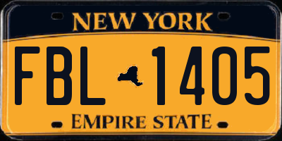 NY license plate FBL1405