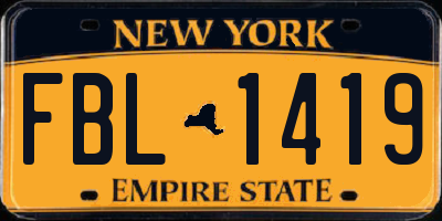 NY license plate FBL1419