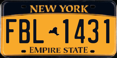 NY license plate FBL1431