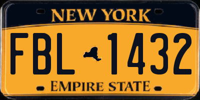 NY license plate FBL1432