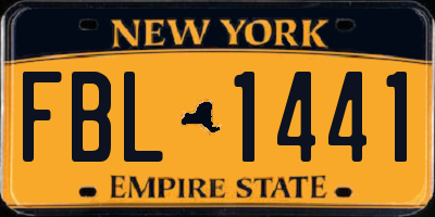 NY license plate FBL1441