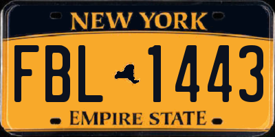 NY license plate FBL1443