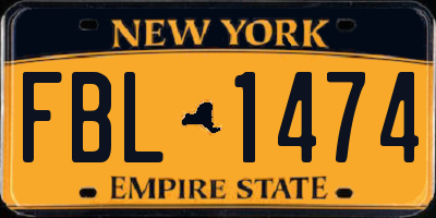 NY license plate FBL1474