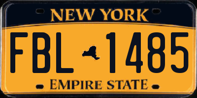 NY license plate FBL1485