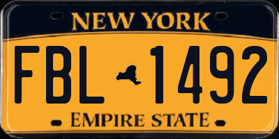 NY license plate FBL1492