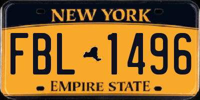 NY license plate FBL1496