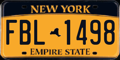 NY license plate FBL1498