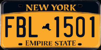 NY license plate FBL1501