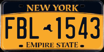 NY license plate FBL1543