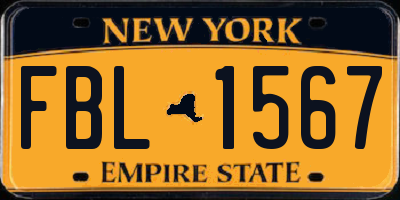 NY license plate FBL1567