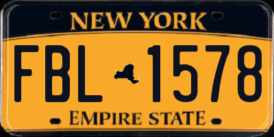 NY license plate FBL1578