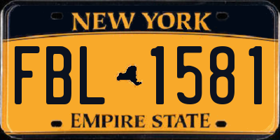 NY license plate FBL1581