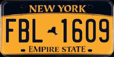 NY license plate FBL1609