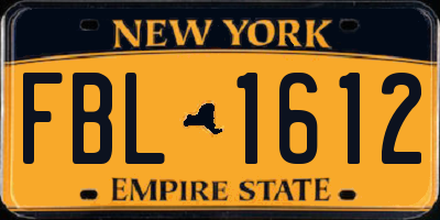 NY license plate FBL1612