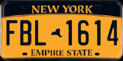 NY license plate FBL1614