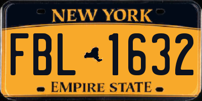 NY license plate FBL1632