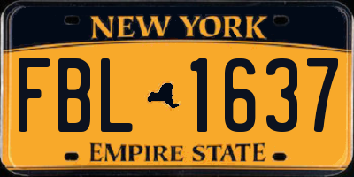 NY license plate FBL1637