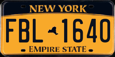 NY license plate FBL1640