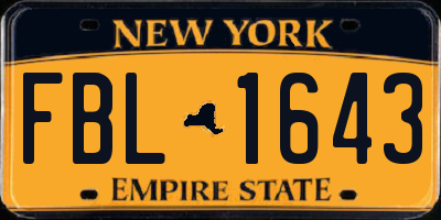 NY license plate FBL1643