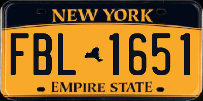 NY license plate FBL1651