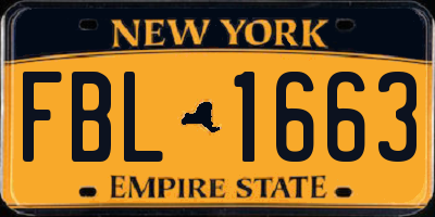 NY license plate FBL1663