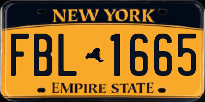 NY license plate FBL1665