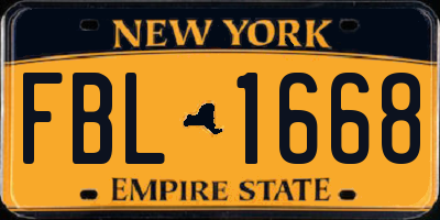 NY license plate FBL1668