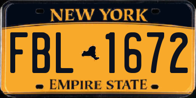NY license plate FBL1672