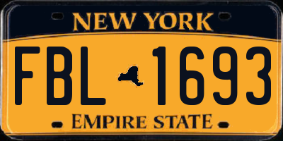 NY license plate FBL1693