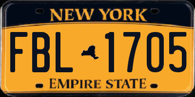 NY license plate FBL1705