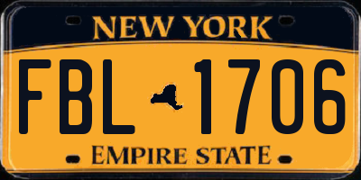 NY license plate FBL1706