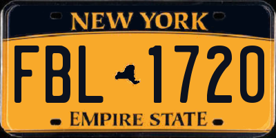 NY license plate FBL1720