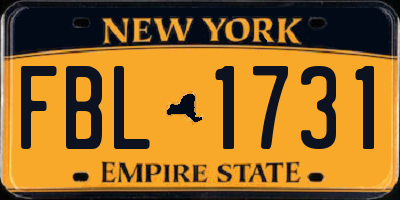 NY license plate FBL1731