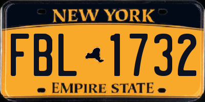 NY license plate FBL1732