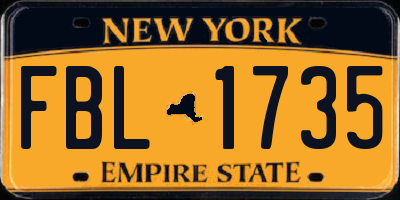 NY license plate FBL1735