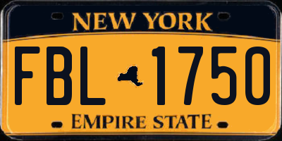NY license plate FBL1750
