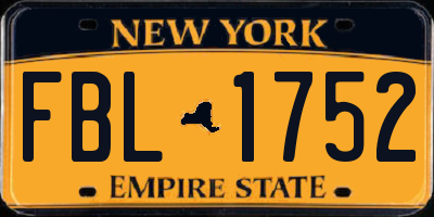 NY license plate FBL1752